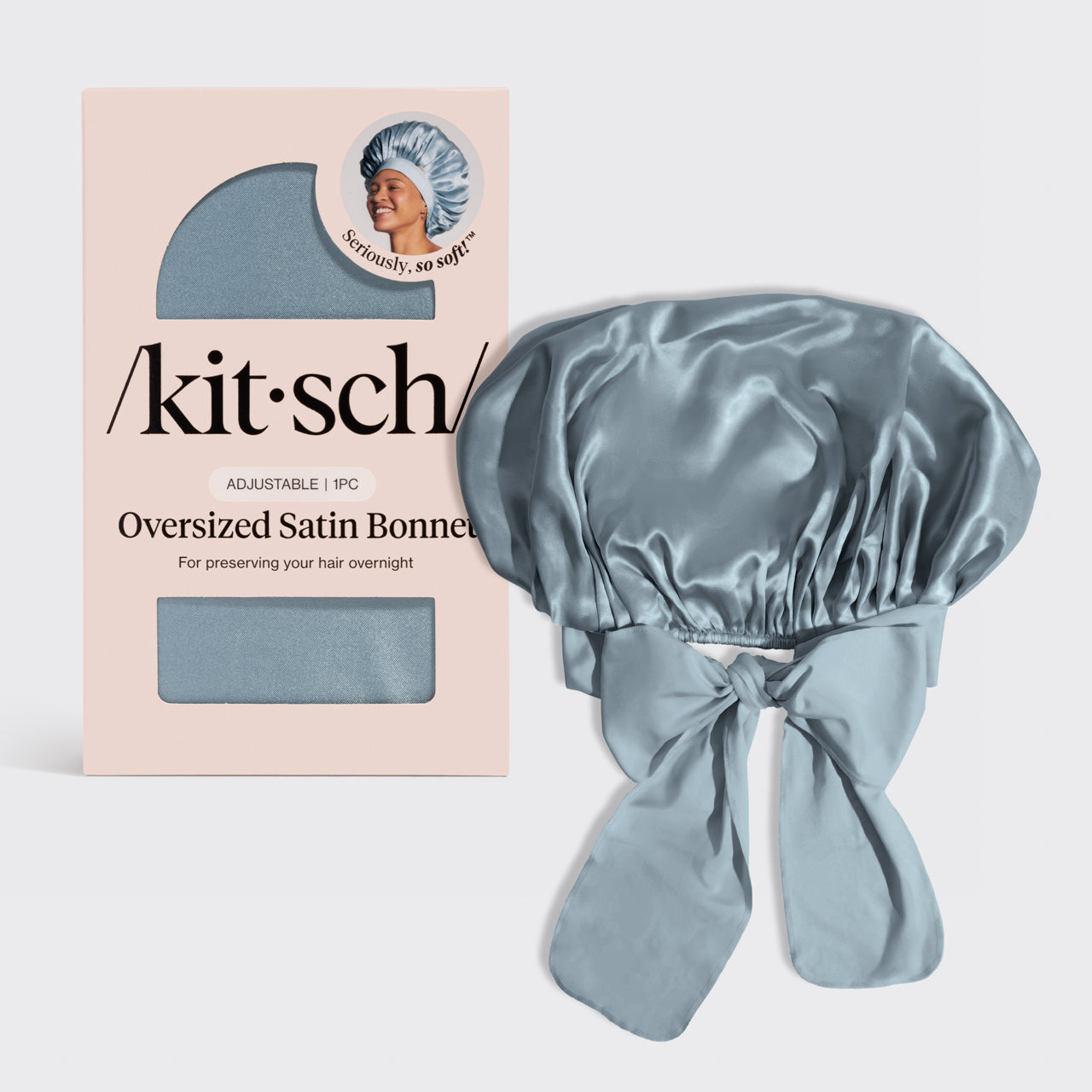 Bonnet regolabile in raso oversize - Blu foschia