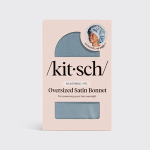 Bonnet regolabile in raso oversize - Blu foschia