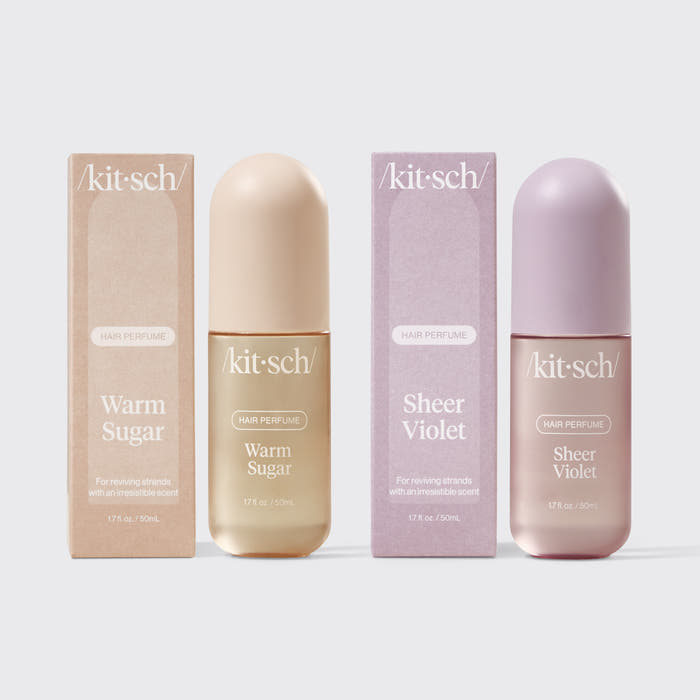 Kitsch Garden Tea Party Duo – Warm Sugar and Sheer Violet hair perfumes paired on a soft floral background