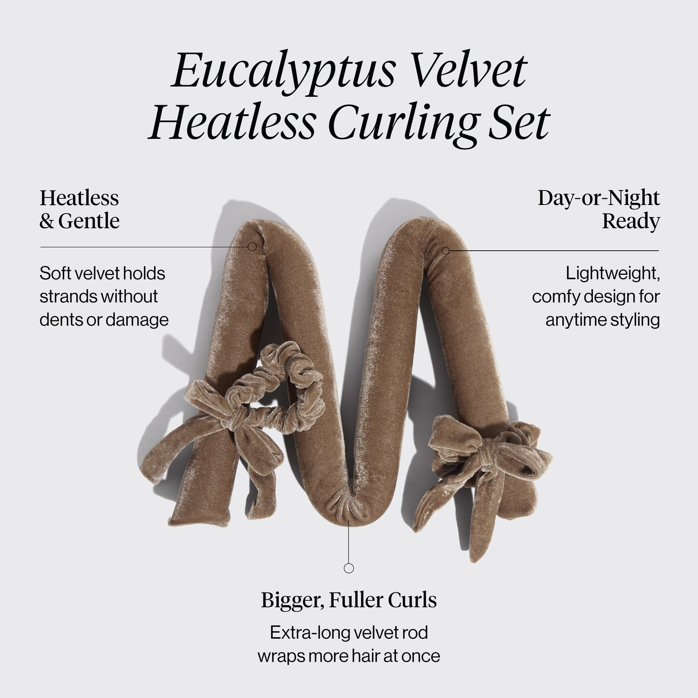 Set de bigoudis XL sans chaleur en velours couleur eucalyptus