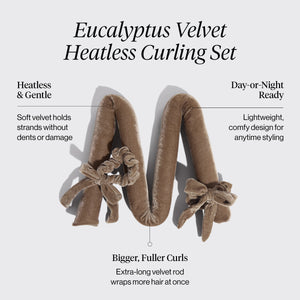 Set de bigoudis XL sans chaleur en velours couleur eucalyptus