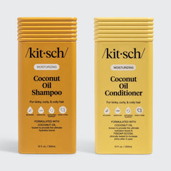 Shampoo e balsamo idratanti all'olio di cocco.