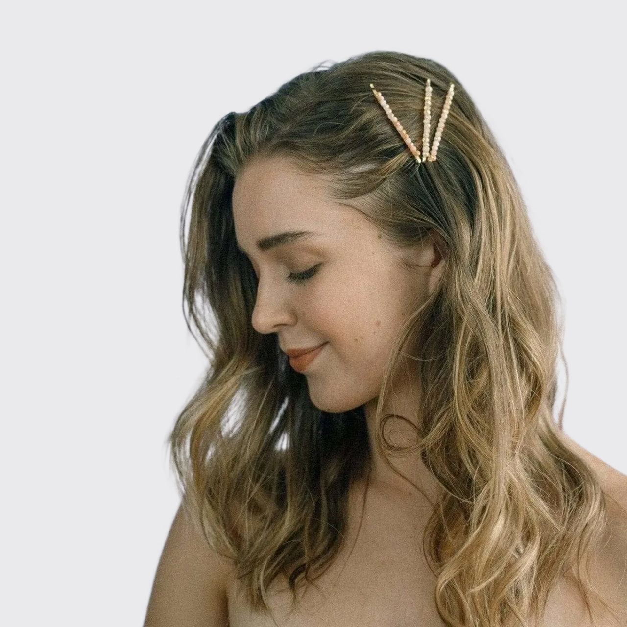 Beaded Metal Bobby Pins - Blush/Mauve