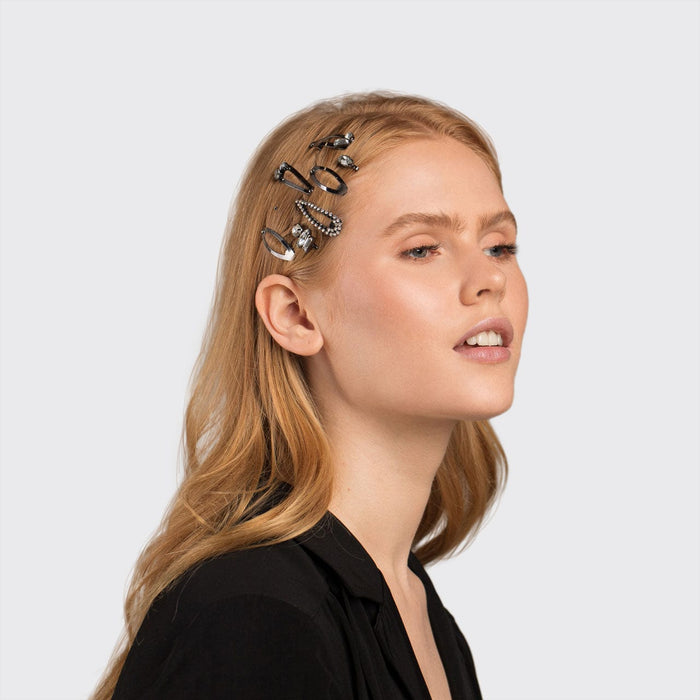 Micro stabelbare snapclips 7 stk. sæt - hæmatit