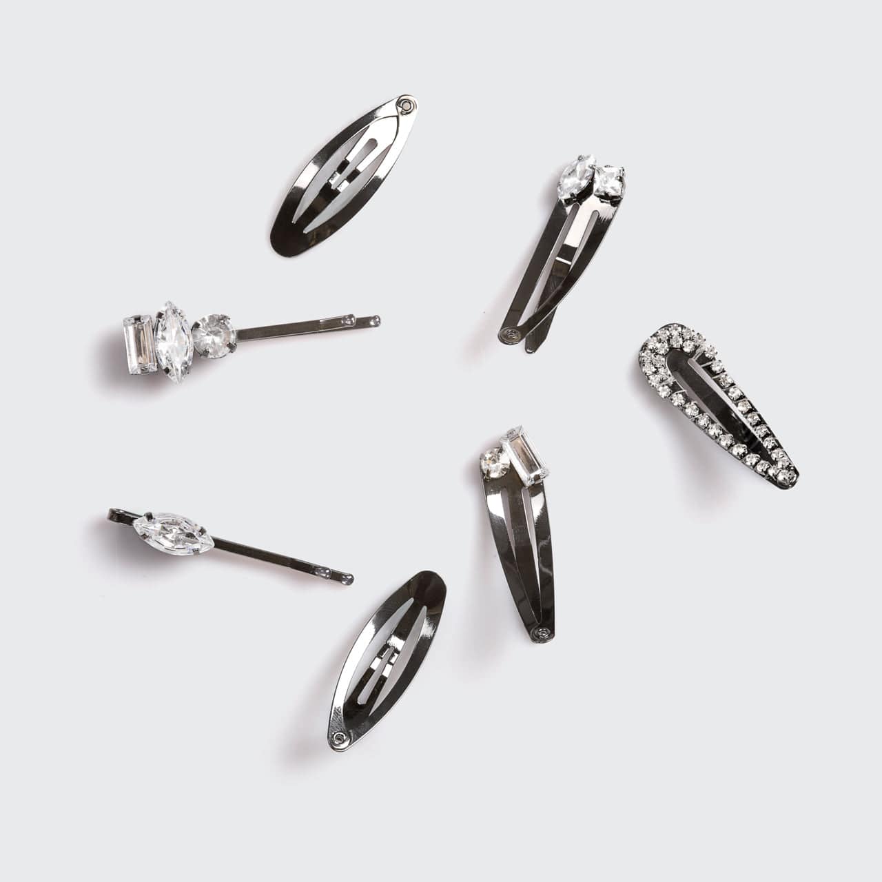 Micro stabelbare snapclips 7 stk. sæt - hæmatit