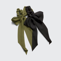 Crepe tørklæde scrunchie 2pc sæt - Moss