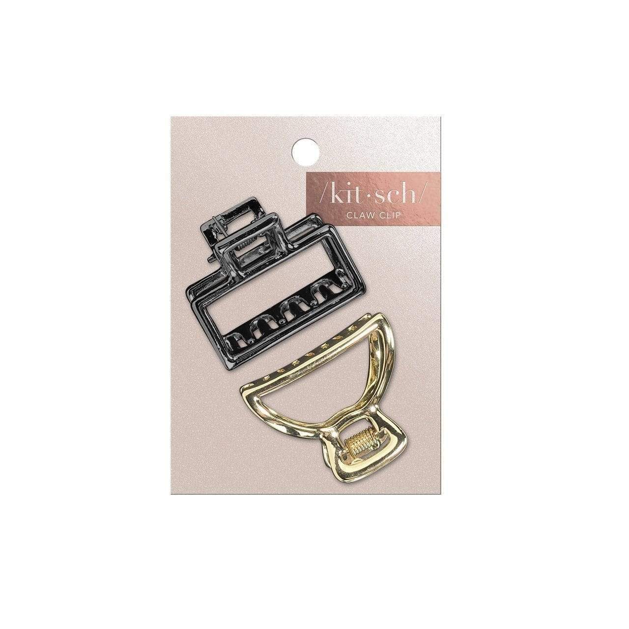 Mini Open Shape Claw Clips- Round 2pc Hematite/Gold Hair Accessories Hair Accessories 