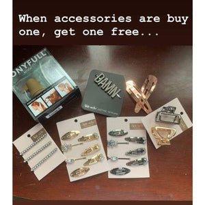 Mini Open Shape Claw Clips- Round 2pc Hematite/Gold Hair Accessories Hair Accessories 